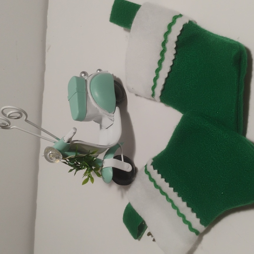 Vespa Small Christmas Collectible Vintage Retro With 2 Tiny Green Stockings